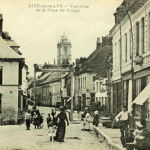 1900s France Aire-sur-la-Lys Place du Rivage Postcard. The Bell tower.