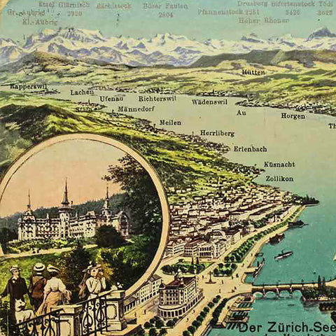 1910s Switzerland Postcard Der Zurich See aus der Vogelschau Postcard