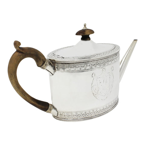1790 Antique George III Era Sterling Silver Tea Pot Silversmiths Henry Chawner London Hallmarks