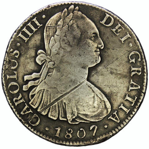 1807 TH Mexico Spain Charles IV silver 8 reales coin