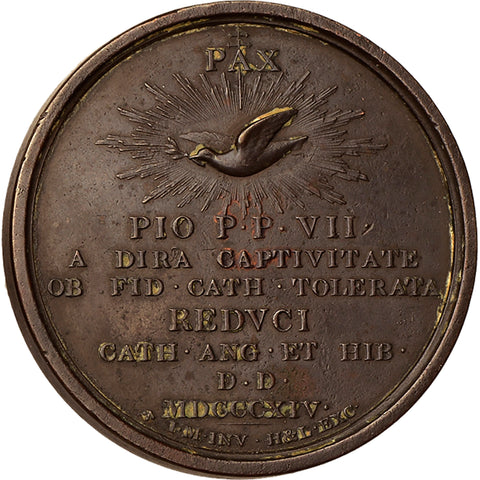 1814 Papal Pope Pius VII Medal by Medallist Thomas Webb
