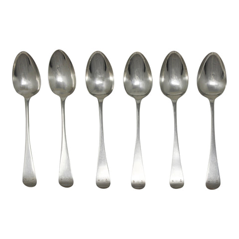1839 Antique Early Victorian Set Six Sterling Silver Teaspoons Spoons John & Henry Lias London Hallmarks