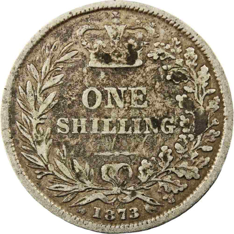 1873 Great Britain Victoria Silver Shilling Coin