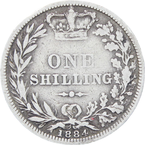 1884 Great Britain Victoria Silver Shilling Coin