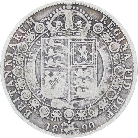 1890 Great Britain Victoria Silver Half Crown Coin