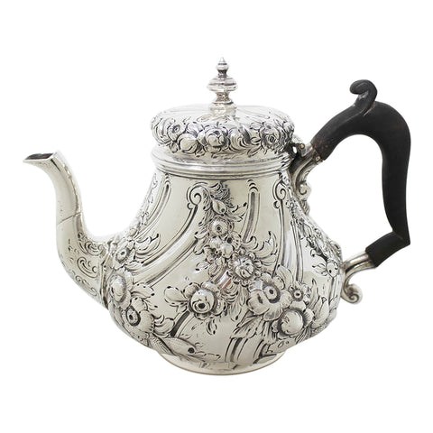1894 Antique Victorian Era Sterling Silver Tea Pot Silversmiths Dobson & Sons (Thomas William Dobson) London Hallmarks