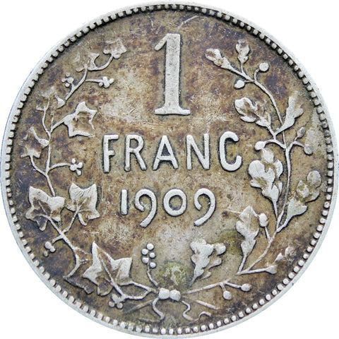 1909 Belgium Leopold II Silver One Franc