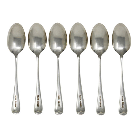 1910 Antique Set Six Sterling Silver Teaspoons Ornately Engraved Spoons Joseph Rodgers Sheffield Hallmarks