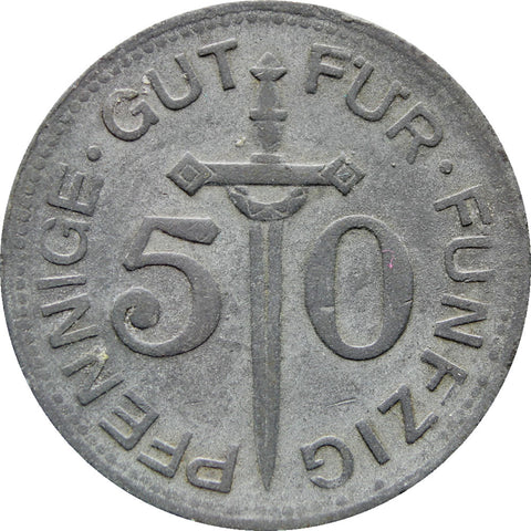 1917 Germany 50 Pfennig Stadt Solingen Rheinpronvinz Coin