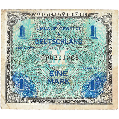 1944 One Mark Germany Banknote Allied Occupation