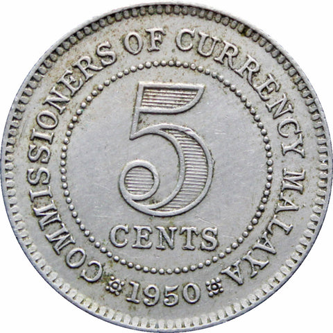1950 Malaya 5 Cents George VI Coin