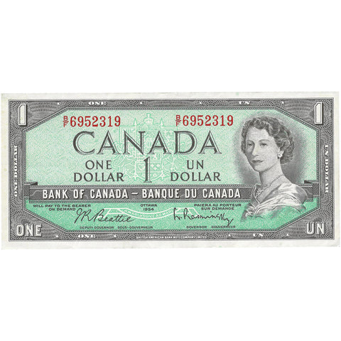 1954 1 Dollar Canada Banknote Portrait of Elizabeth II Without Devil's face