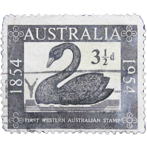 1954 3 1/2d Black Swan Australian Pre Decimal Stamp Used