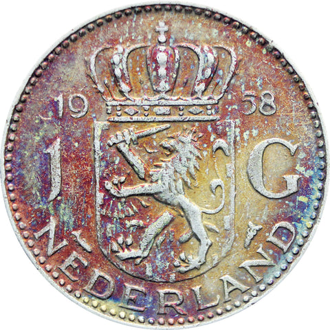 1958 One Gulden Netherlands Juliana Coin Silver