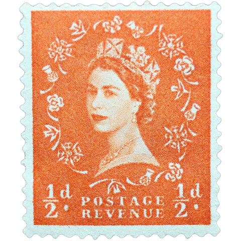 1961 United Kingdom Stamp Half British penny Queen Elizabeth II Predecimal Wilding