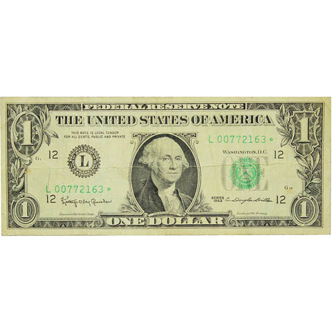 1963 Star Note US One Dollar Bill Federal Reserve Note San Francisco