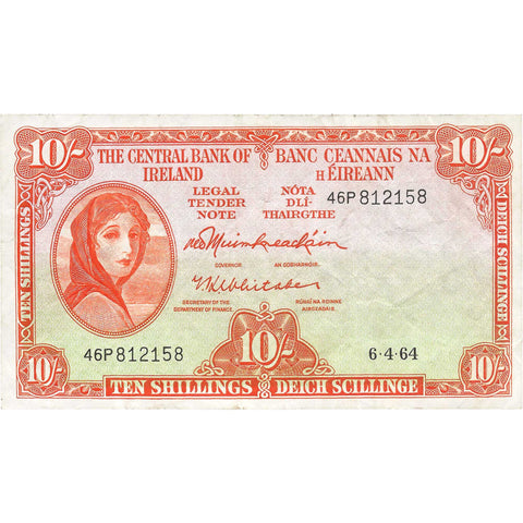 1964 10 Shillings Ireland Banknote Deich Scillinge Lady Hazel Lavery