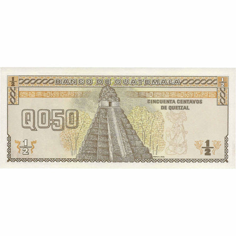 1989 Half Quetzal Guatemala Banknote Tecun Uman