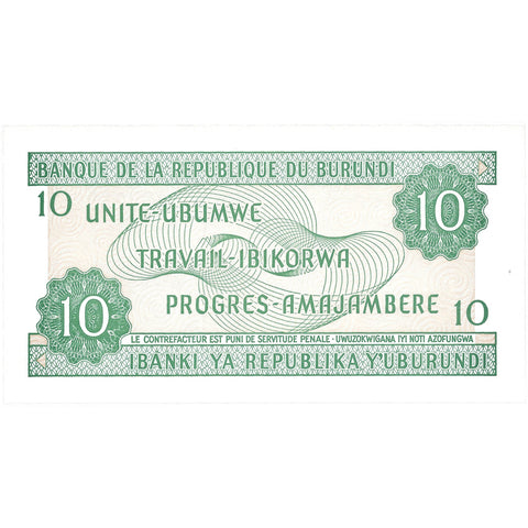 1997 Burundi Banknote 10 Francs Collectible Paper Money