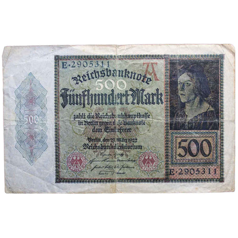 27 March 1922 Germany, 500 Mark Banknote