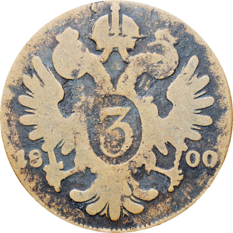 Austria Habsburg 1800 3 Kreuzer Franz II Coin
