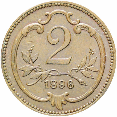 Austria Habsburg 1896 2 Heller Franz Joseph I Coin