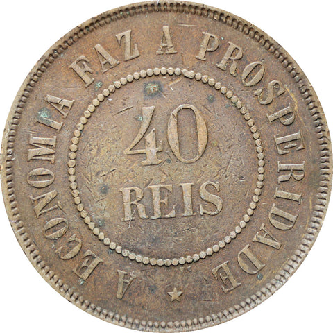 Brazil 1889 40 Reis Coin
