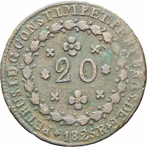 Brazil 20 Reis 1825 R Pedro I Coin