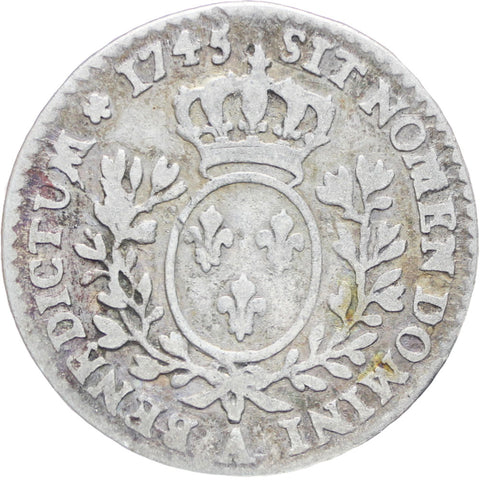 France Louis XV, 1745 12 Sols 110 Ecu Silver Coin A Paris