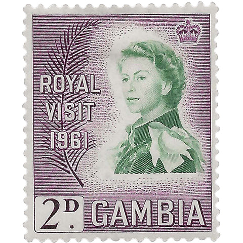 Gambia Stamp 1961 Elizabeth II 2 Penny Royal Visit