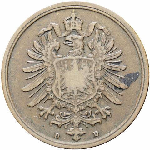 Germany 1875 2 Pfennig Wilhelm I Coin Type 1, Large Shield