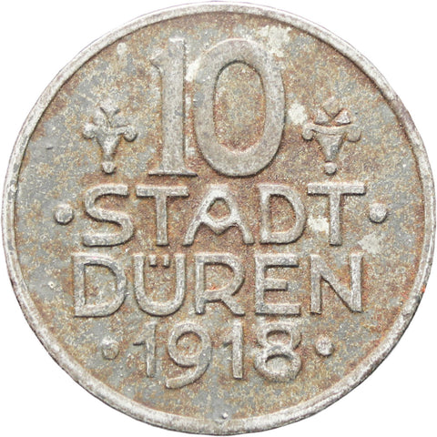 Germany 1918 10 Pfennig Stadt Düren Rheinpronvinz Coin