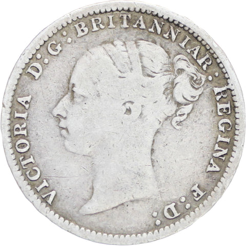 Great Britain Queen Victoria 1880 3 Pence Silver Coin (1st portrait)