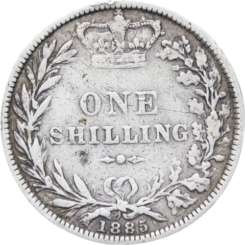 Great Britain Queen Victoria 1885 Shilling Silver Coin