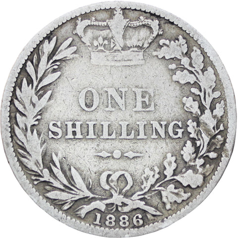 Great Britain Queen Victoria 1886 Shilling Silver Coin