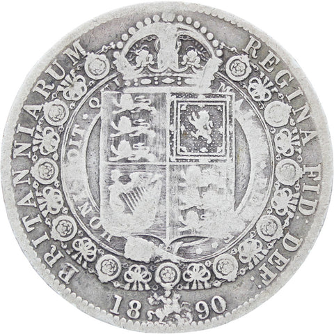 Great Britain Queen Victoria 1890 Half Crown Silver Coin