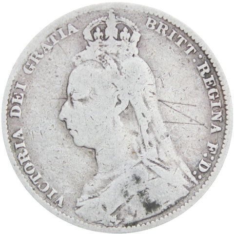 Great Britain Queen Victoria 1890 Shilling Silver Coin