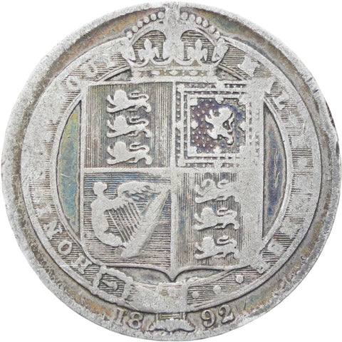 Great Britain Queen Victoria 1892 Shilling Silver Coin
