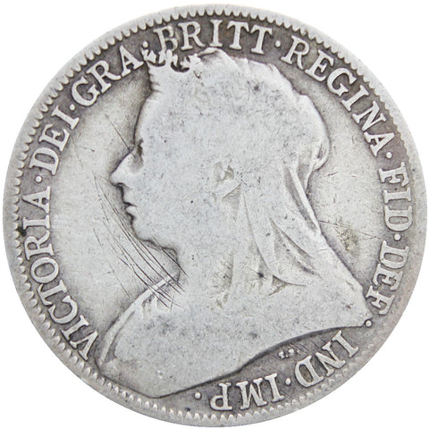 Great Britain Queen Victoria 1898 Two Shillings Florin Silver Coin (3rd portrait)