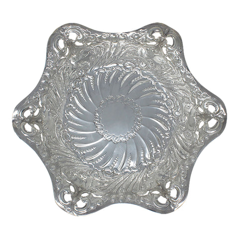 Large 1895 Antique Victorian Era Sterling Silver Pierced Dish Silversmiths Atkin Brothers Sheffield Hallmarks