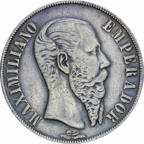 Mexico Maximiliano I 1867 Peso Mo Coin silver