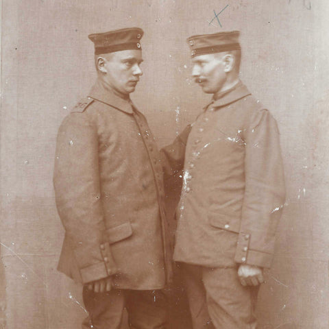 World War I Military 2 Germany Soldiers Studio Photo WW1 Postcard