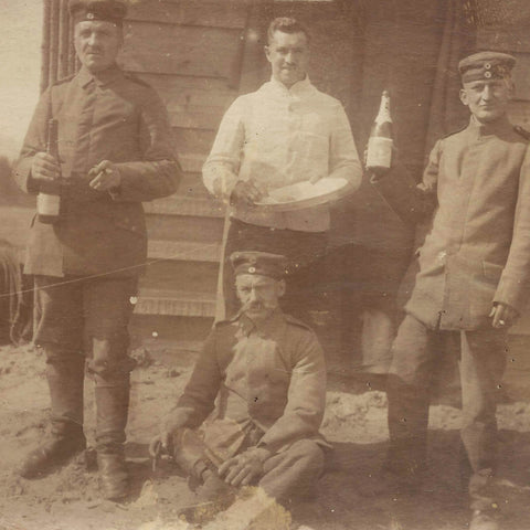World War I Military Germany Soldiers Drinking Photo WW1 Postcard