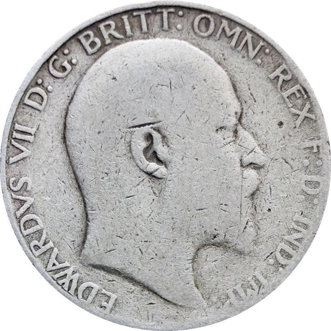 1902 - 1910 One Florin Edward VII Great Britain 2 Shillings Silver Coin