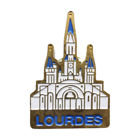 Lourdes Pin Badge Christian Vintage Christianity Religion Accessories Catholic Church Metal Enamel Brooch