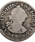 1790 FM Half Real Mexico Coin Charles IV Silver