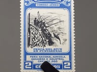 1950 2 Costa Rican Céntimo Costa Rica Stamp Tuna Fishermen Agricultural exhibition in Cartago
