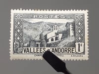 1932 1 French Centime Andorra, French Administration Stamp Church of Meritxell