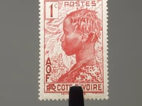 Ivory Coast Stamp 1936 1 French centime Baoule woman & coffee branches