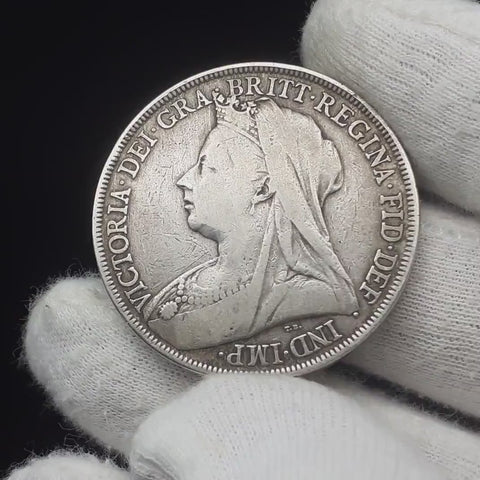 1898 Crown Queen Victoria Coin UK Silver LXII